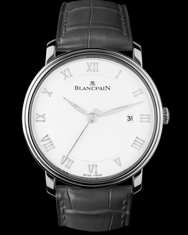 The black leather strap matches the white dial well, making it more suitable for formal occasion.