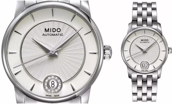 The diamonds paved on the date window at six o'clock enhance the charm of the model.