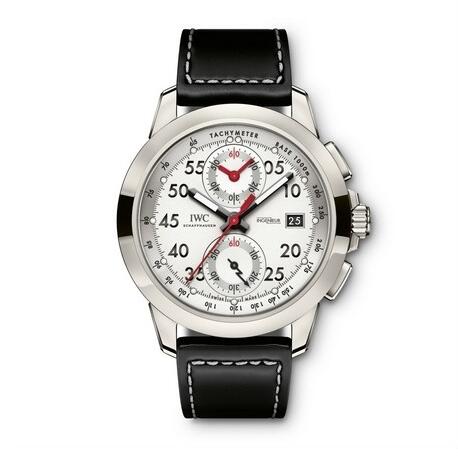 The red hand and black hour markers are striking on the silver dial.
