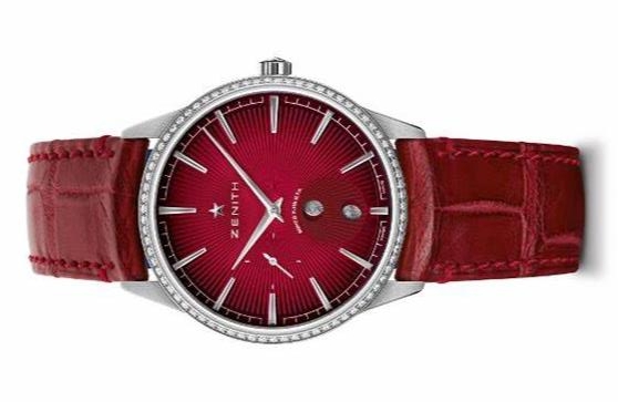 The wine red dials copy watches have moon phases.