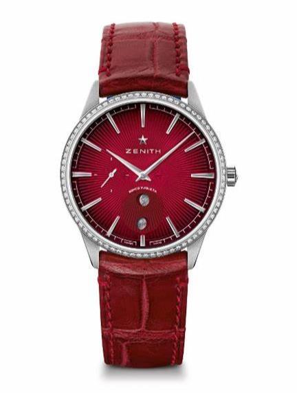 The wine red straps fake watches are decorated with diamonds.